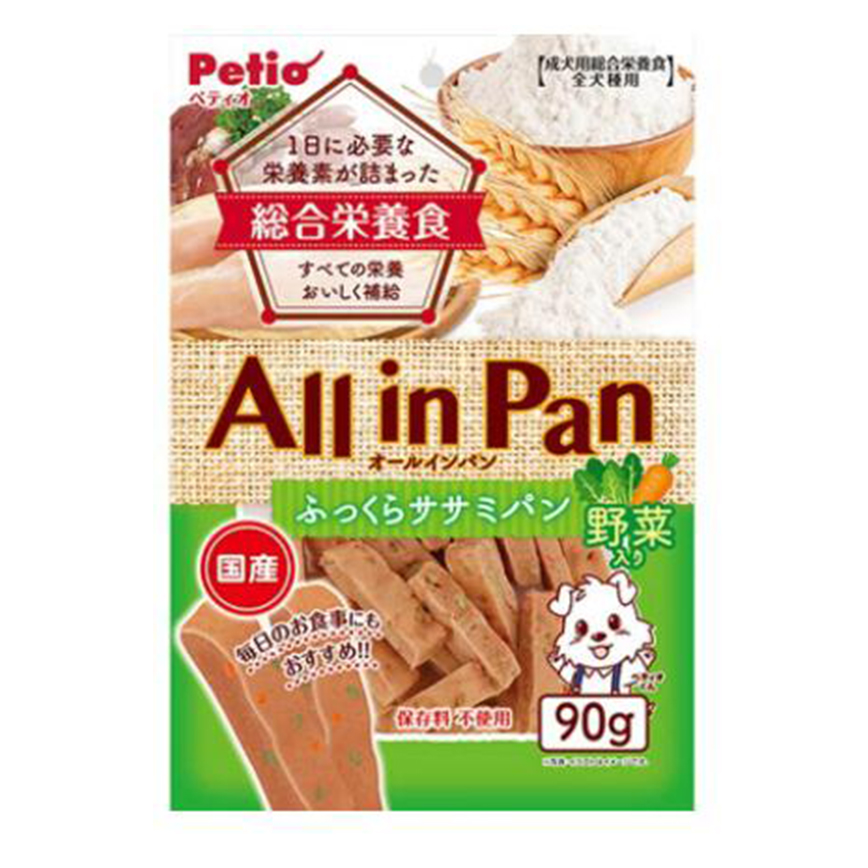 Petio 狗零食 日本產 綜合營養 鬆軟蔬菜雞胸肉麵包條 90g (90502548) 圖 1