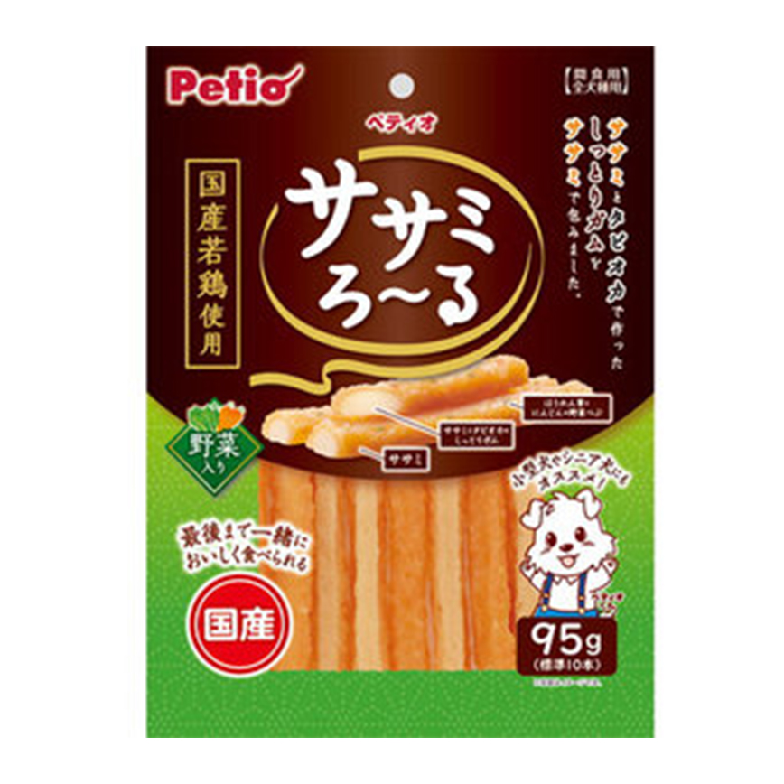 Petio 狗零食 日本產 低脂雞胸肉高纖蔬菜卷 膠原蛋白 皮毛關節健康 95g (90502667) 圖 1