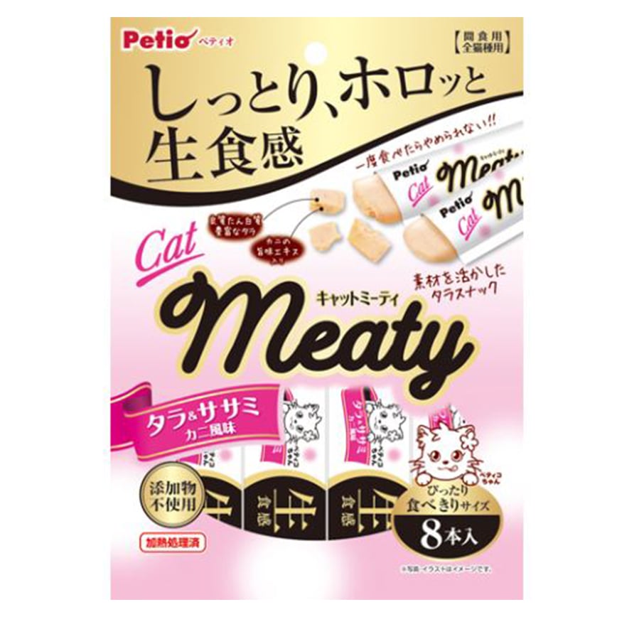 Petio 貓零食 無添加生食感 蟹肉味&鱈魚&雞胸 肉醬 8支裝 (90602326)