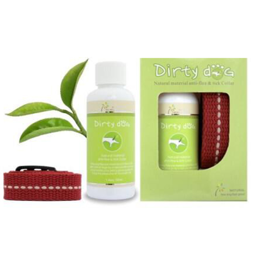 Dirty Dog 純天然除蚤驅蟲項圈組 50ml +棉項圈 紅 (DDCO30RE) (GRDTCANR50MLZ)