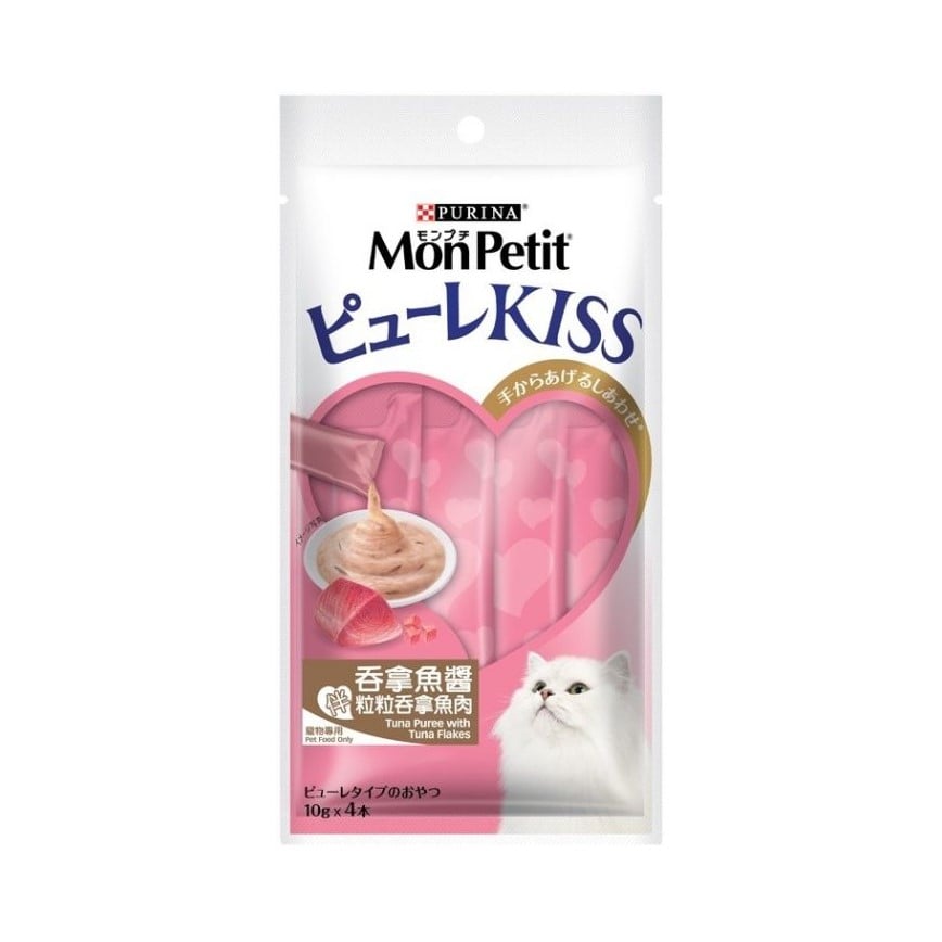 MonPetit Puree Kiss 貓肉泥 吞拿魚醬伴粒粒吞拿魚肉 10g (4本) (NE12344427)