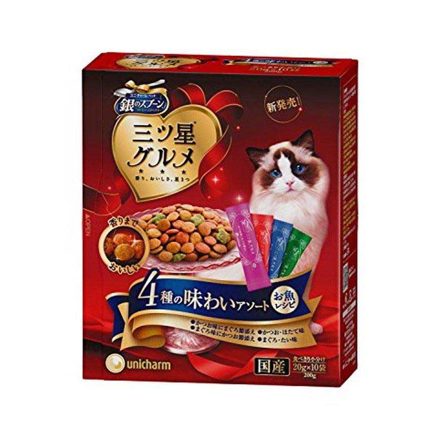 Unicharm 貓零食 日本三星銀匙貓脆餅 4種口味MIX 200g (G-93)