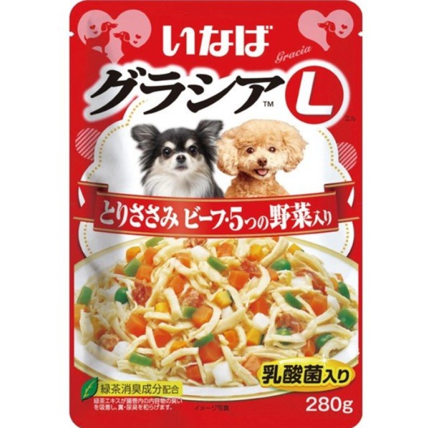 CIAO 狗濕糧 日本低脂肪袋裝濕糧 乳酸菌牛肉及蔬菜 GL-42 280g (TBS)