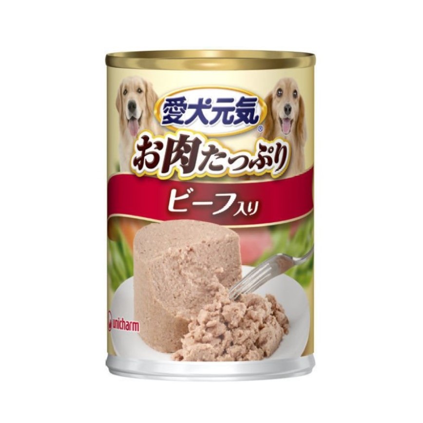 Unicharm 狗零食 日本狗罐頭 愛犬元氣 犬用 牛肉 375g