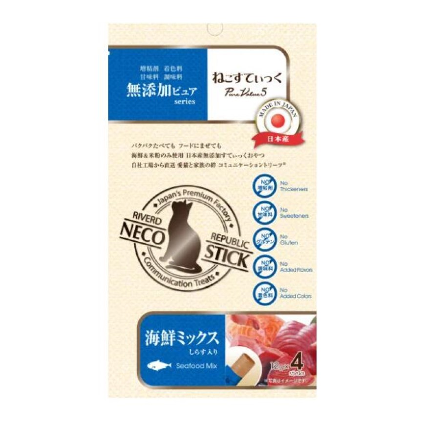 Riverd Republic PureValue5 貓用無添加天然糕條小食 雜錦海鮮 12g*4本 (CTCJFW0127258)