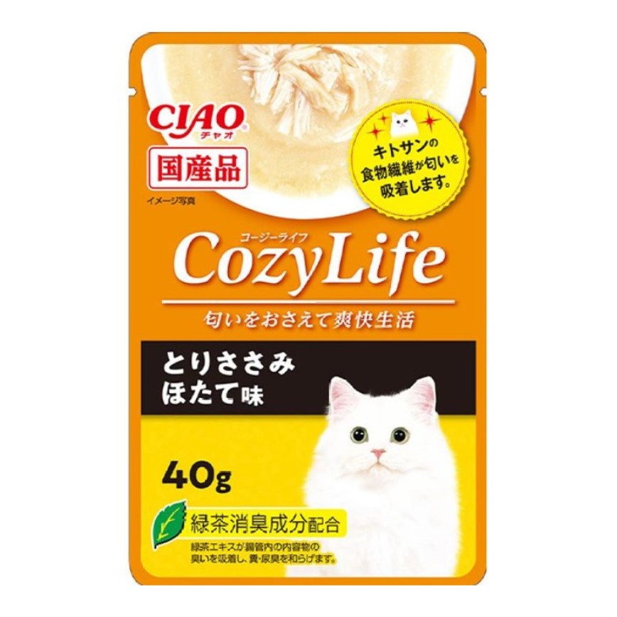 CIAO 貓濕糧 日本COZY LIFE軟包系列 雞肉扇貝 40g (黃) (IC-453) 圖 1