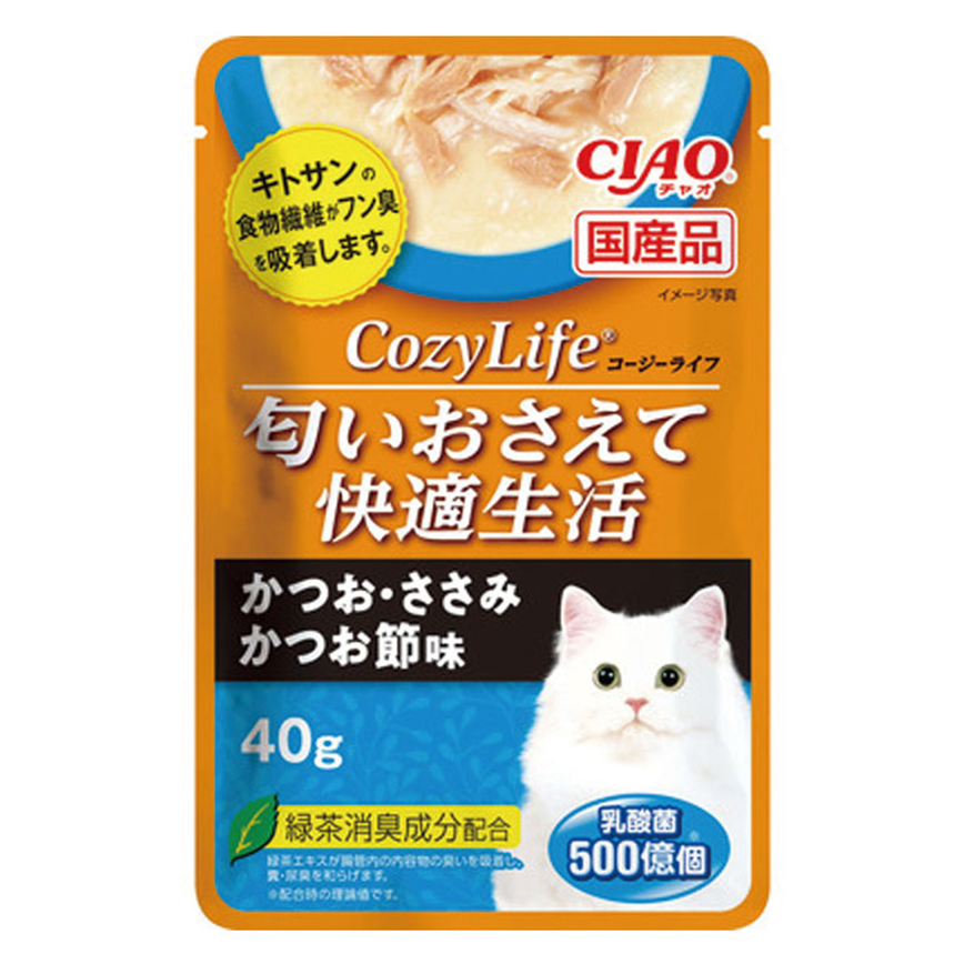 CIAO 貓濕糧 日本COZY LIFE軟包系列 鰹魚雞肉扇貝 40g (藍) (IC-452) 圖 1