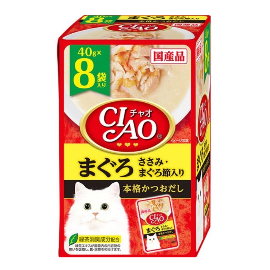 CIAO 貓濕糧 金槍魚雞肉+金槍魚乾 40g 8袋入 (IC-383) 圖 1