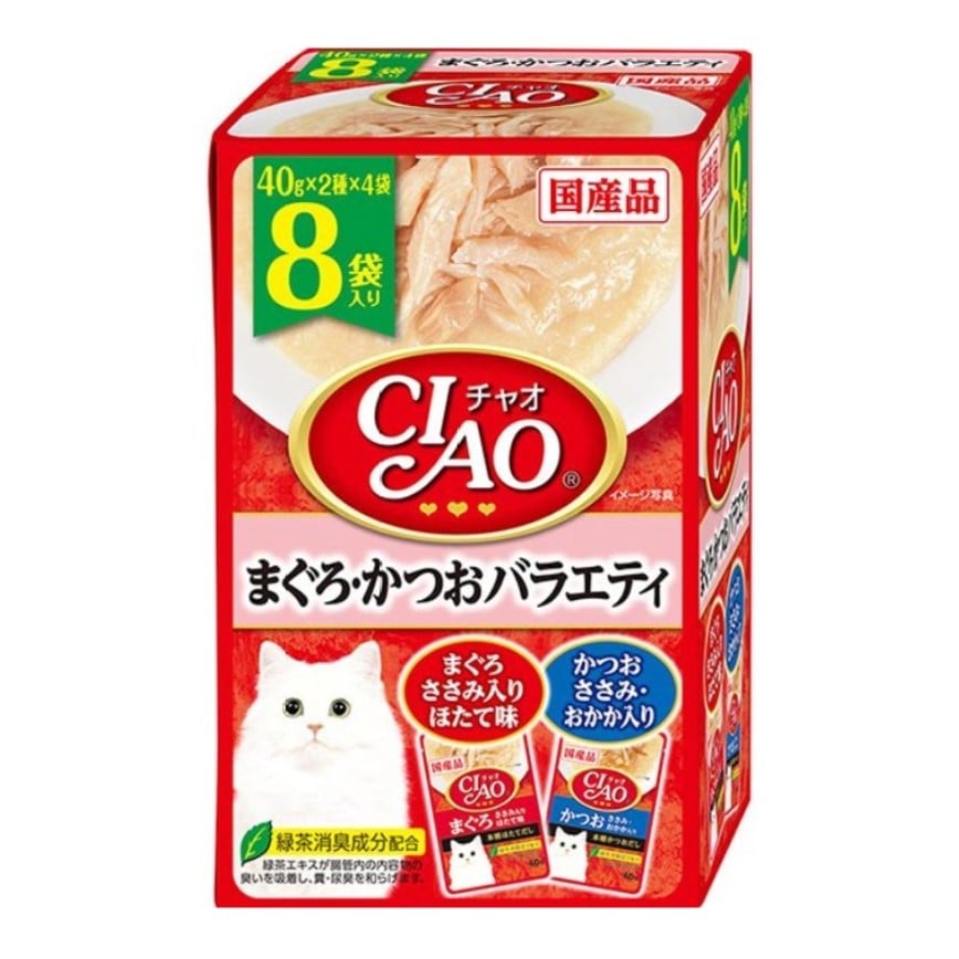 CIAO 貓濕糧 吞拿魚+鰹魚 40g 8袋入 (IC-388) 圖 1