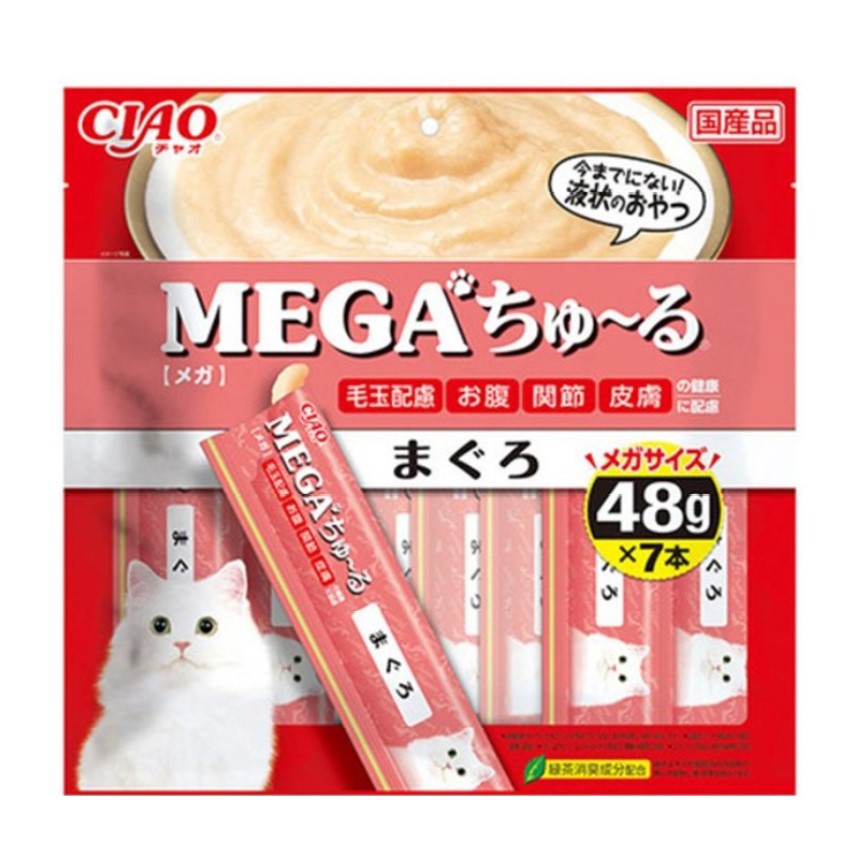 CIAO 肉泥 貓零食 MEGA系列 金槍魚肉醬 48g 7本袋裝 (紅) (SC-361) (TBS) 圖 1
