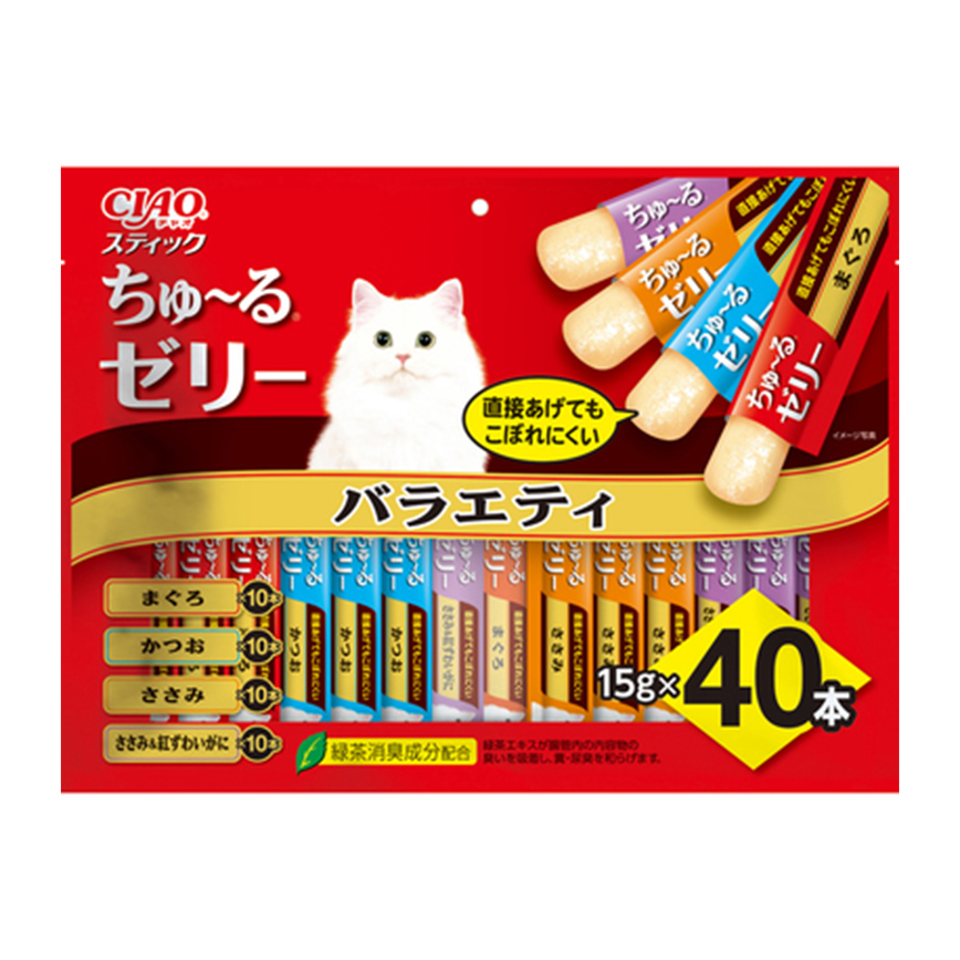 CIAO 貓零食 日本啫喱果凍棒 金槍魚+鰹魚+雞肉+雞肉女王蟹 15g 40本入 (TSC-136) 圖 1