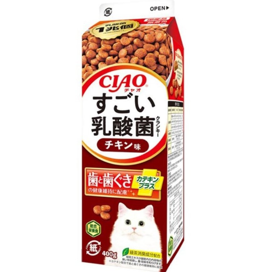 CIAO 貓糧 日本乳酸菌系列 維護牙齒健康 雞肉味牛奶盒裝 400g (P-284) 圖 1
