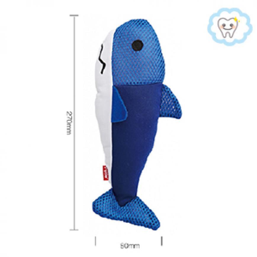 Petio 啃咬網格潔齒木天蓼玩具 藍色鯊魚 圖 1