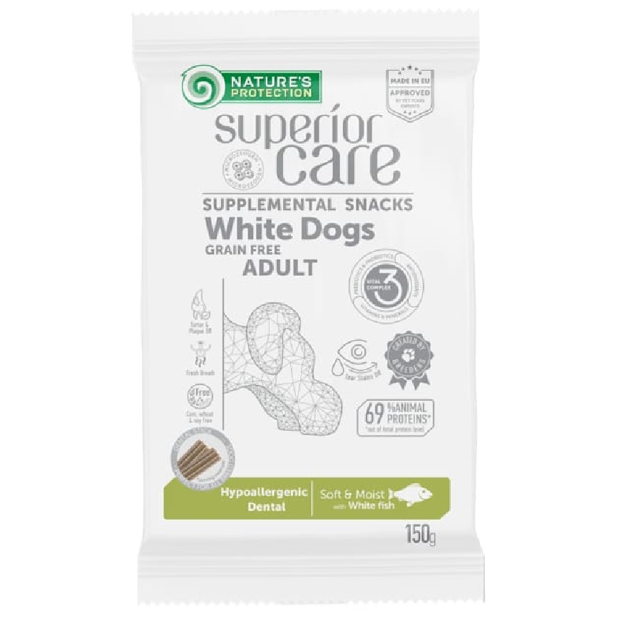 Nature's Protection 狗小食 皇牌去淚痕低敏潔齒配方 無榖白魚 150g (SC02)