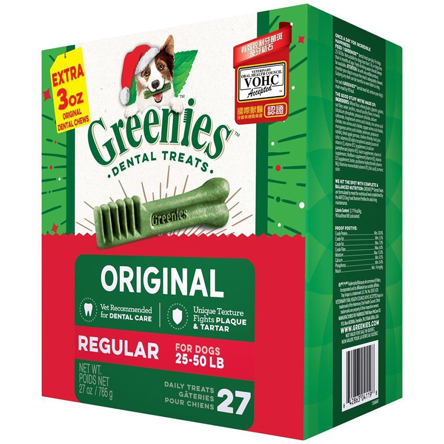 Greenies 狗零食 Original Regular 潔齒骨 聖誕加送裝 標準犬用 27支+3支 27oz (10228384)
