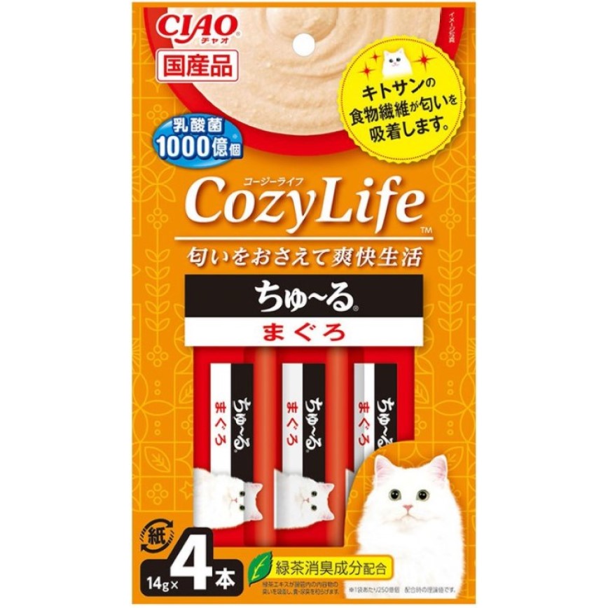 CIAO 肉泥 貓零食 CozyLife系列 金槍魚肉醬 14g 4本入 (紅) (SC-401) 圖 1