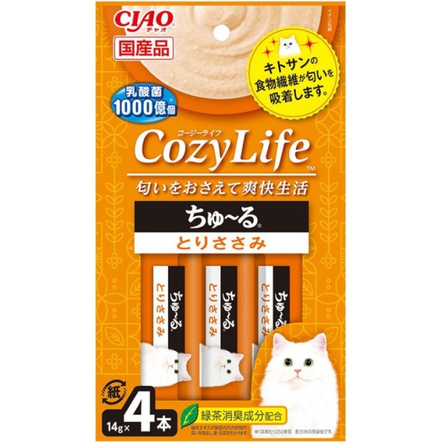 CIAO 肉泥 貓零食 CozyLife系列 雞肉肉醬 14g 4本入 (橙) (SC-404) 圖 1