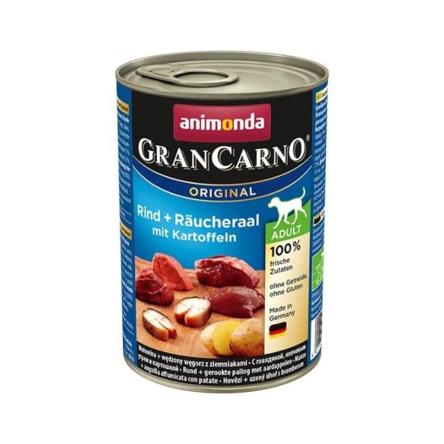 Animonda GranCarno 狗罐頭 牛肉+煙燻鰻魚+薯仔 400g