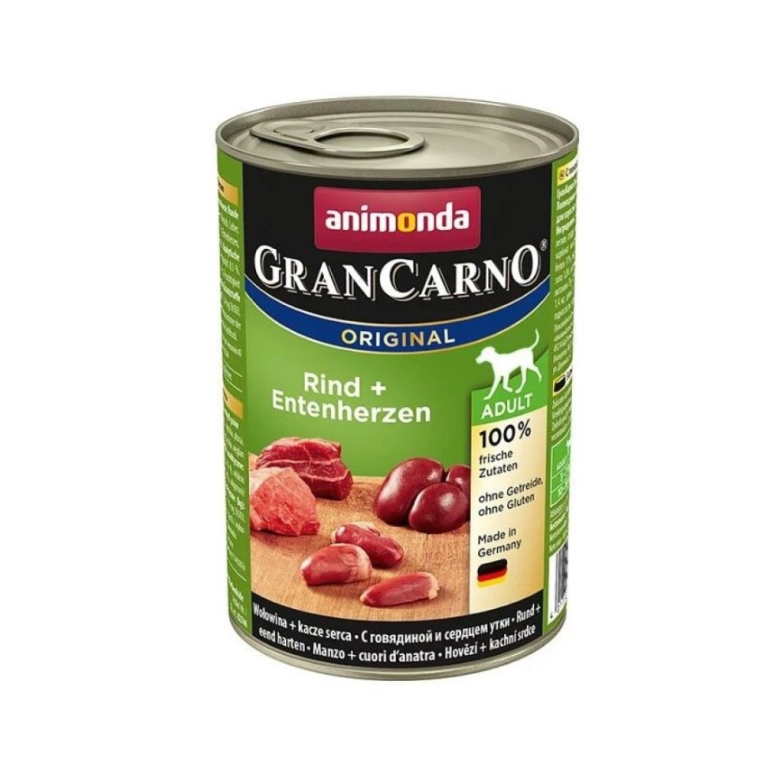 Animonda GranCarno Adult Dog Canned Food Beef + Duck Hearts 400g (90302411)