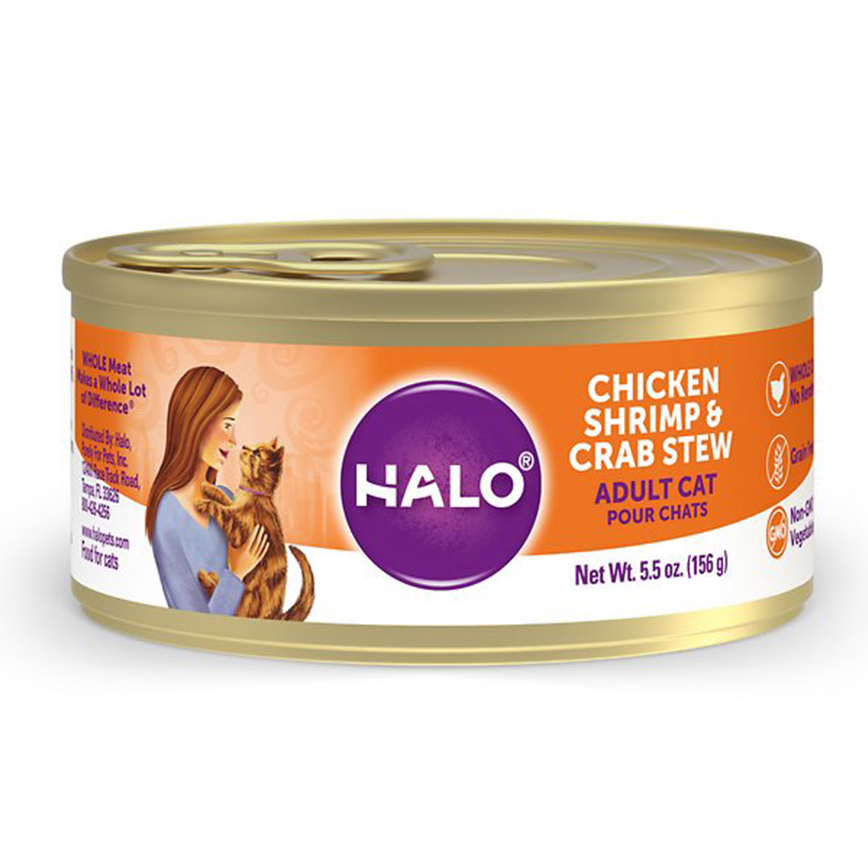 HALO 貓罐頭 無穀雞及蝦+蟹肉配方 5.5oz (40089) (新包裝)