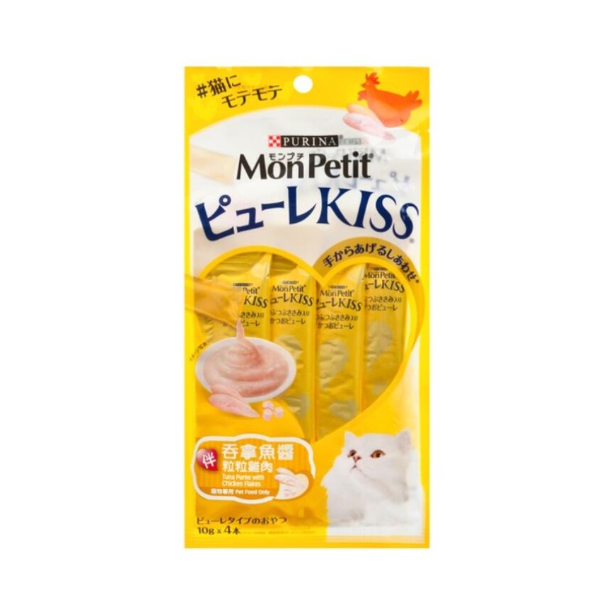 MonPetit Puree Kiss 貓肉泥 吞拿魚醬伴粒粒雞肉 10g (4本) (NE12344428)