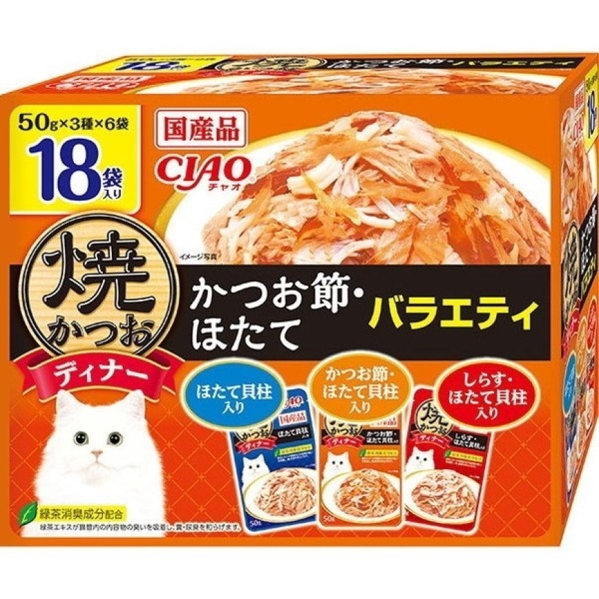 CIAO 貓濕糧 鰹魚+扇貝組合裝 50g 18袋入 (IC-427) 圖 1