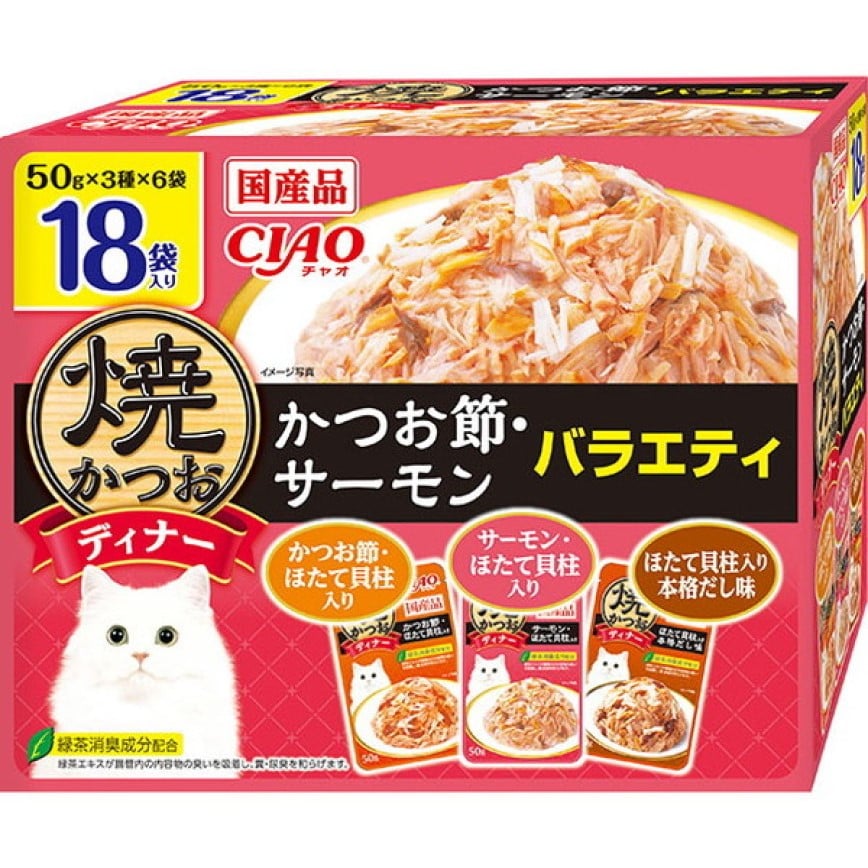 CIAO 貓濕糧 鰹魚節+三文魚組合裝 50g 18袋入 (IC-428) 圖 1