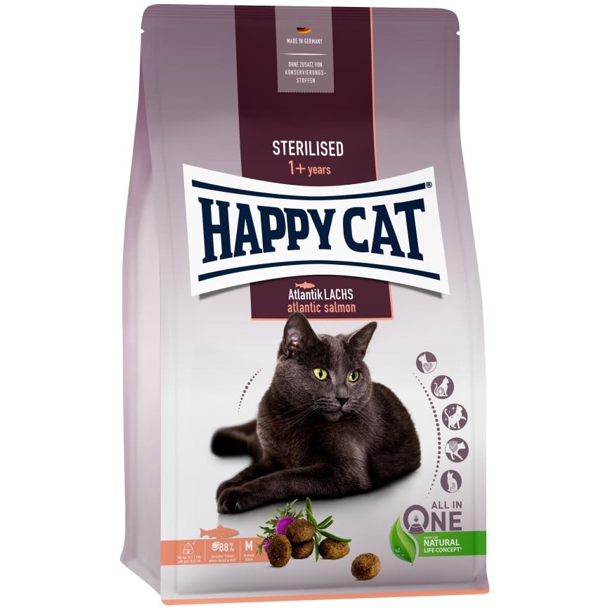 Happy Cat Supreme 絕育成貓糧 三文魚配方 12kg 或 (3包4kg夾袋) (70580/70342) (TBS)