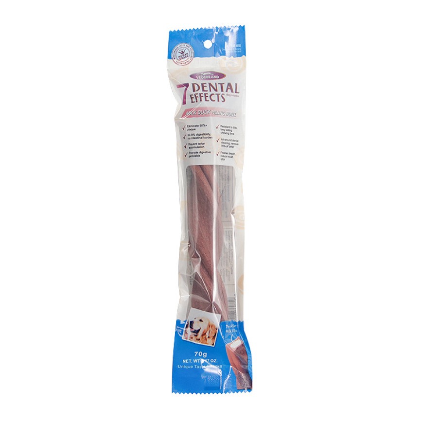 VEGEBRAND 7重高效 除口臭磨牙潔齒棒 狗小食 大條裝 鴨肉牛奶味 70g (藍)