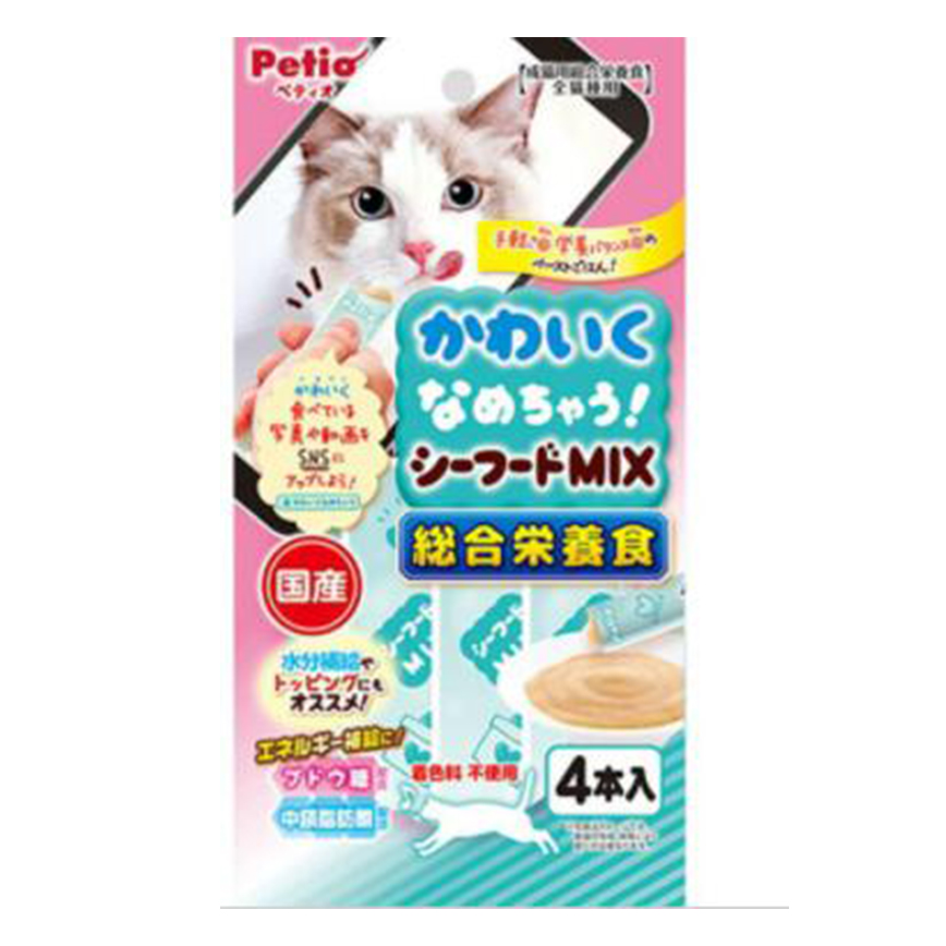 Petio 貓零食綜合營養 日本產混合海鮮醬 腸道健康 水分補充 4支裝 (90602455) (賞味期限 2022.04.30) 圖 1