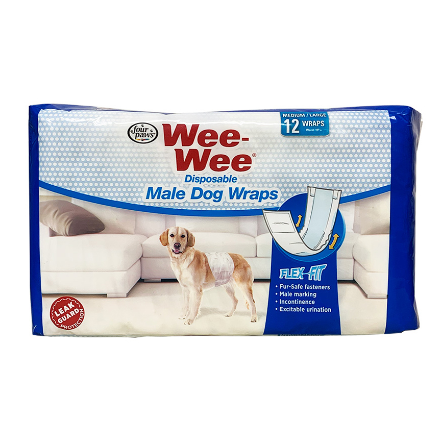 Four Paws四爪 寵物尿墊 狗尿墊 狗尿片 雄犬圍腰尿片 M/L 12片 (F97227)
