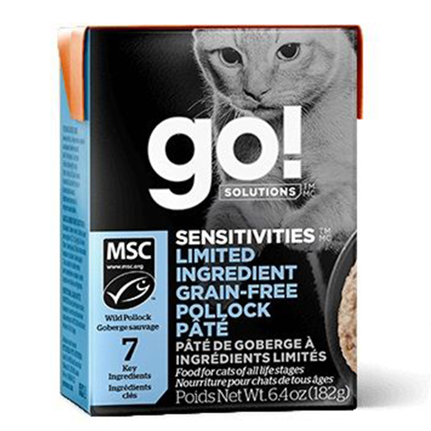 GO! SOLUTIONS 貓濕糧 低敏美毛系列 鱈魚肉醬 182g