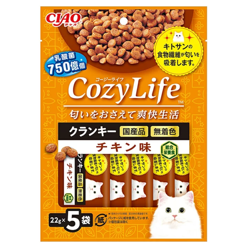 CIAO 貓糧 日本Cozy Life 750億個乳酸菌 雞肉味 22g 5袋入 (P-323) 圖 1