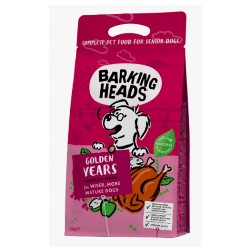 Barking Heads 狗糧 全天然防敏老年犬 雞肉配方 12kg (BHG12) (深紅色) (新舊包裝隨機)