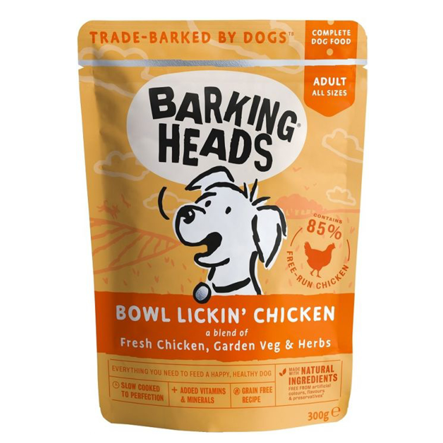 Barking Heads 狗濕糧 無穀物食用濕包 雞肉 300g (BHWC) (橙色) (新舊包裝隨機)