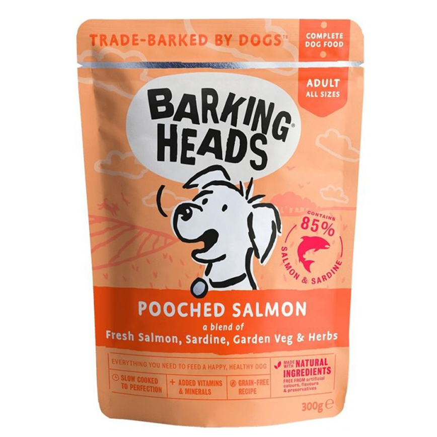 Barking Heads 狗濕糧 無穀物食用濕包 三文魚 300g (BHWS) (蟹紅色) (新舊包裝隨機)