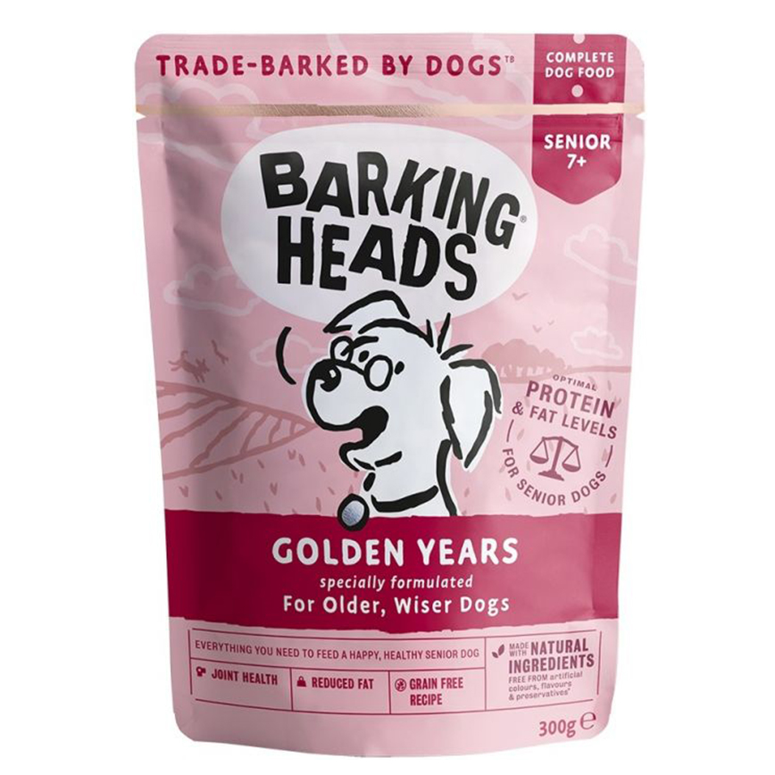 Barking Heads 狗濕糧 食用濕包 老犬配方 雞肉三文魚 300g (BHWG) (深紅色) (新舊包裝隨機)