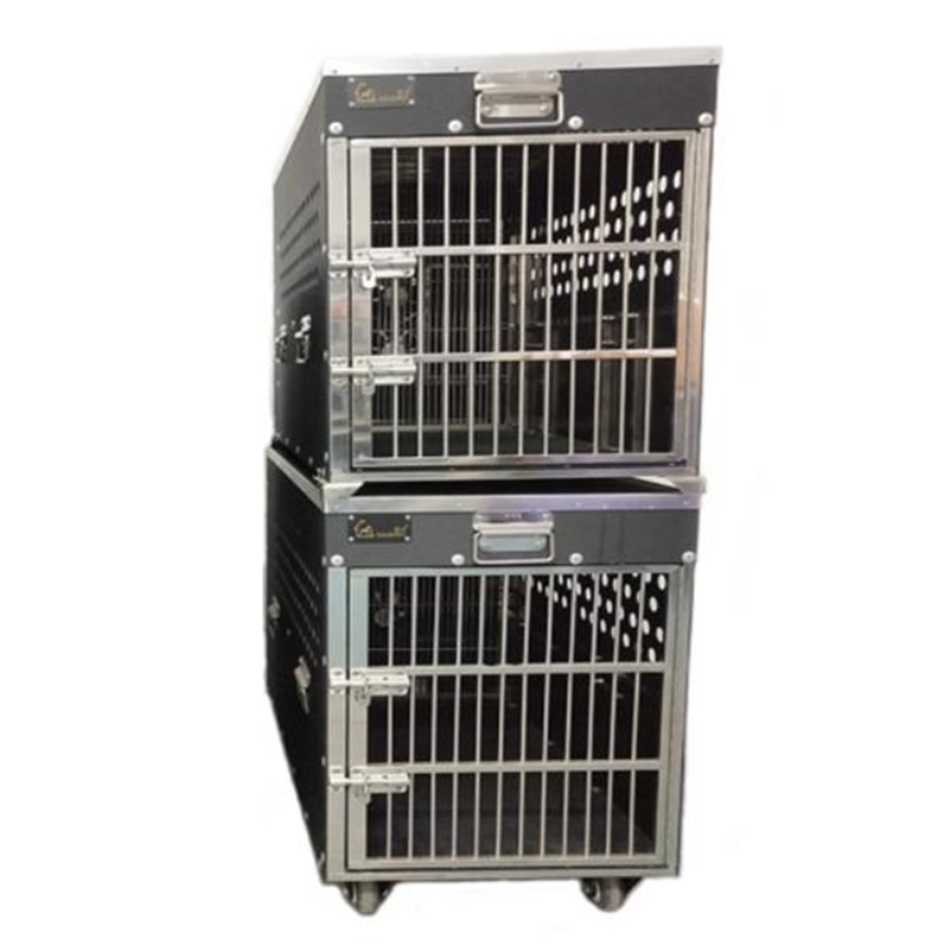Solidpet蘇力 寵物籠 貓籠狗籠 ABS板固定飛機籠組合 風扇有輪款 二號 (STAC-127-BK)