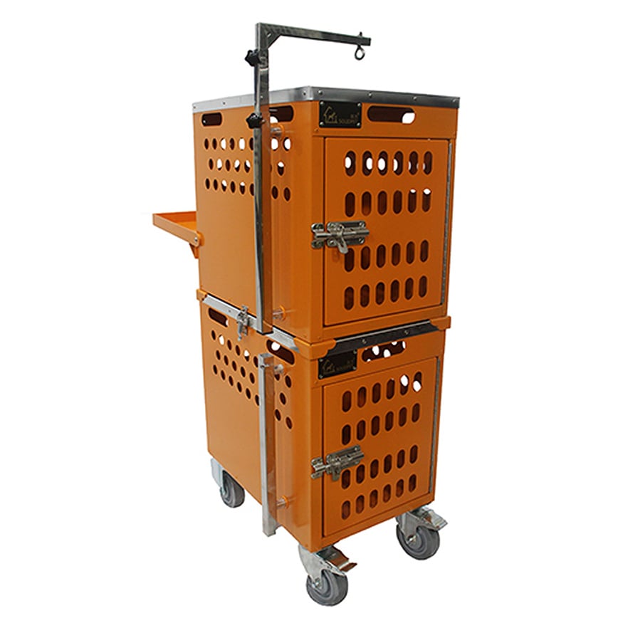 Solidpet蘇力 寵物籠 貓籠狗籠 鋁固定飛機籠組合 有輪款 二號 橙色 (ALAC-207-OR)