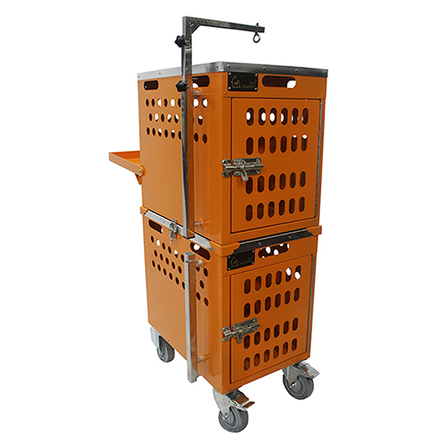 Solidpet蘇力 寵物籠 貓籠狗籠 鋁固定飛機籠組合 有輪款 三號 橙色 (ALAC-208-OR)