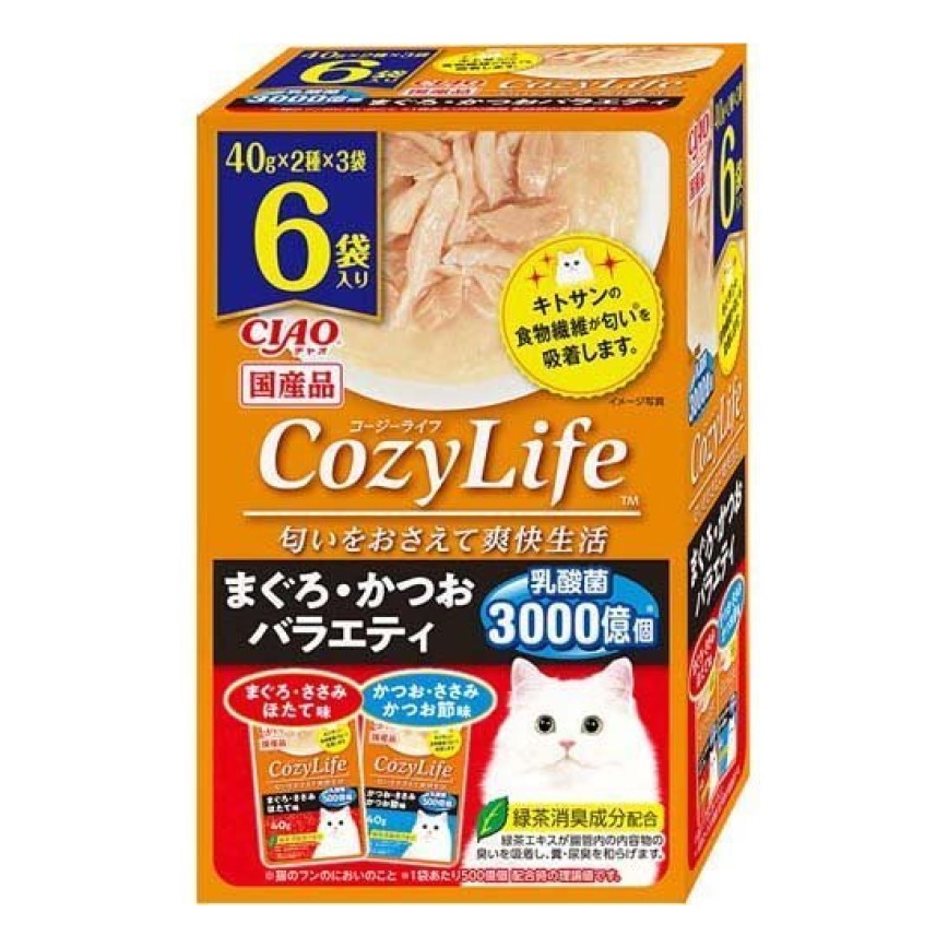 CIAO 貓濕糧 CozyLife 金槍魚+鰹魚組合裝 40g 6袋入 (橙) (IC-400) 圖 1