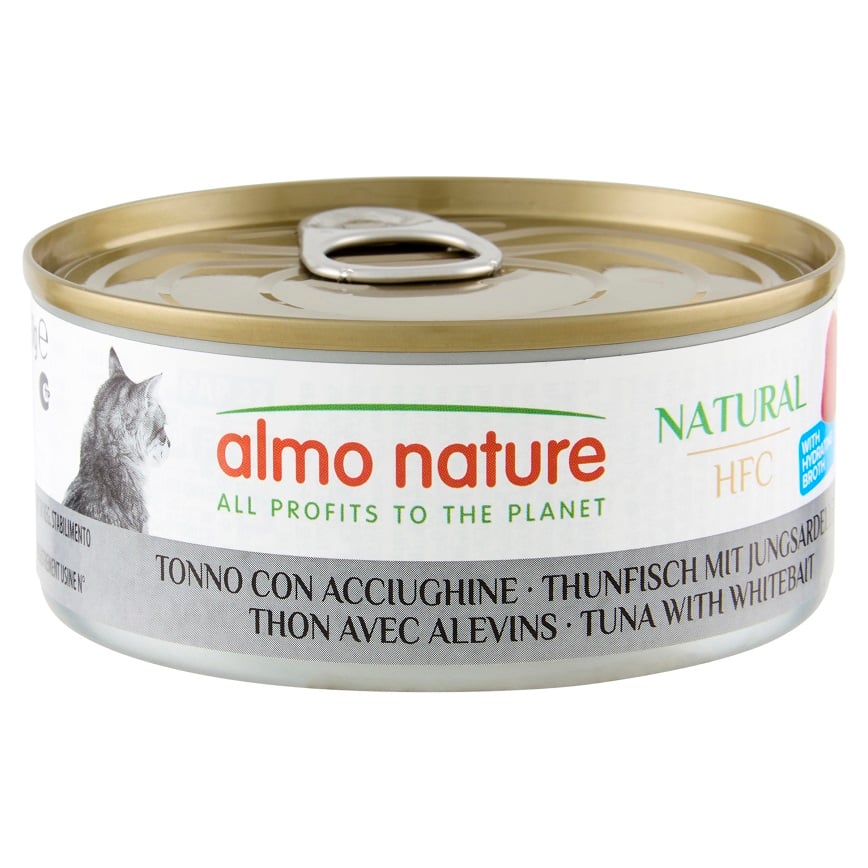 Almo Nature HFC 貓罐頭 天然系列 吞拿魚+白飯魚 150g (5127)