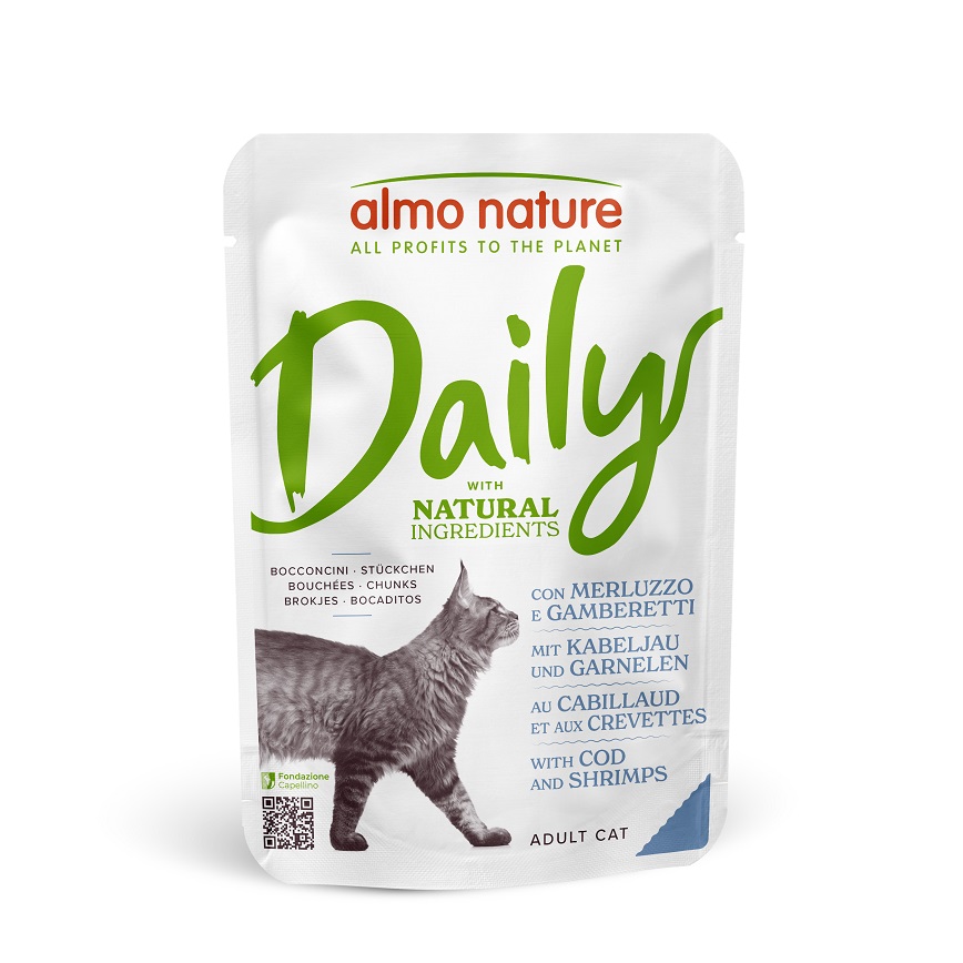 Almo Nature Daily 貓濕糧 鱈魚+鮮蝦 70g (5275)