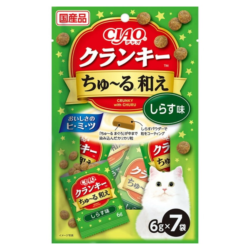 CIAO 貓零食 日本ちゅ~る和え 夾心脆餅 白飯魚 6g 7袋入 (P-346) 圖 1