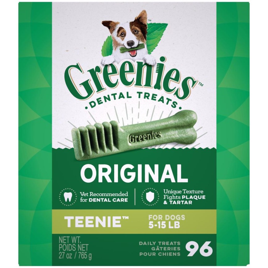 Greenies 狗零食 Tub-Pak Teenie 潔齒骨 的骰犬用 96支 27oz (10212113)