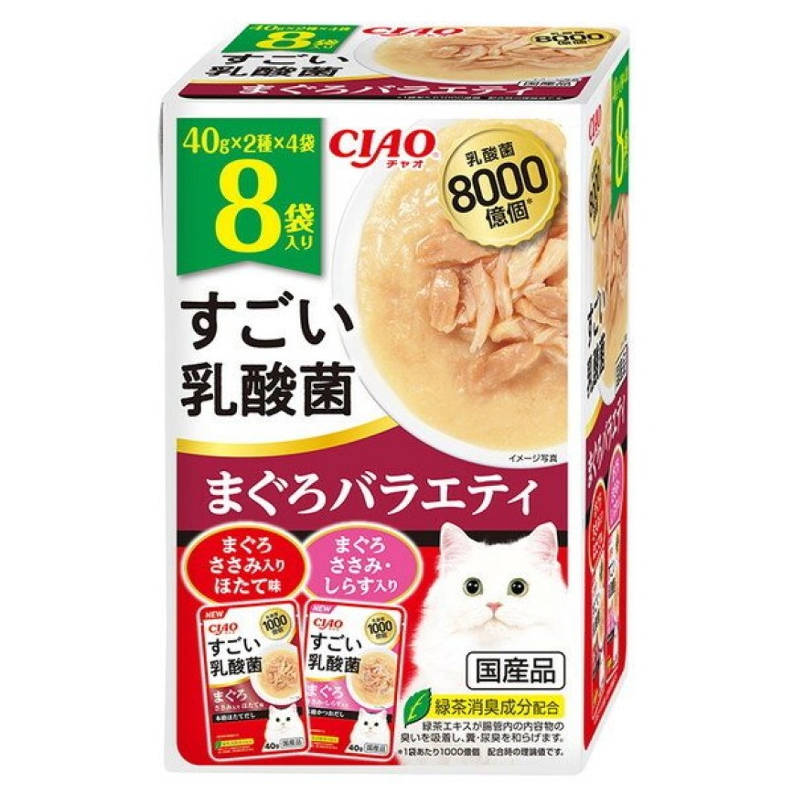 CIAO 貓濕糧 8000億個乳酸菌 金槍魚組合裝 40g 8袋入 (IC-481) 圖 1