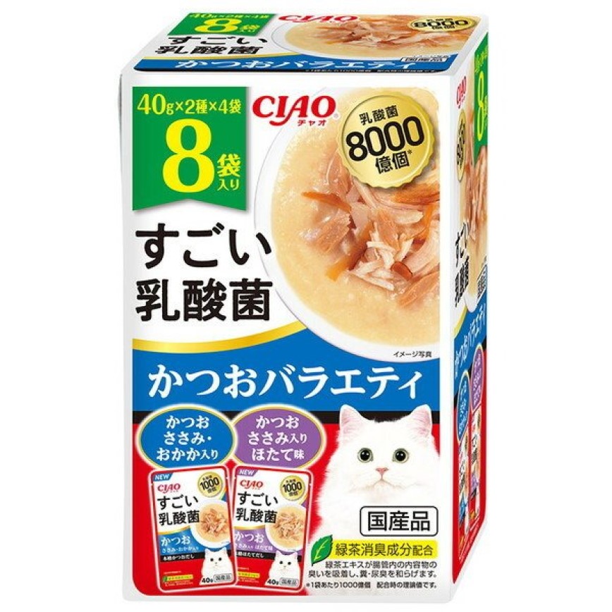 CIAO 貓濕糧 8000億個乳酸菌 鰹魚組合裝 40g 8袋入 (IC-482) (TBS) 圖 1