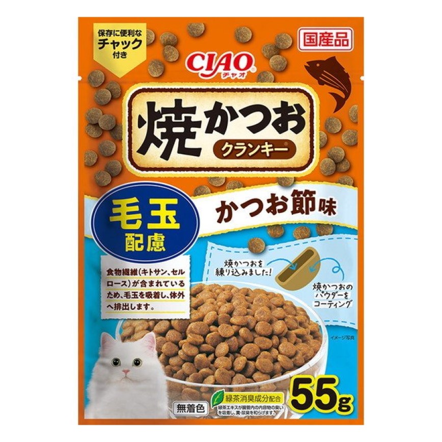 CIAO 貓零食 日本 Crunky 燒鰹魚夾心脆餅 毛玉配慮 55g (P-218) (停售) 圖 1