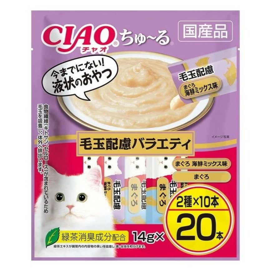 CIAO 肉泥 貓零食 毛玉配慮組合裝 14g 20本入 (DSC-08) 圖 1