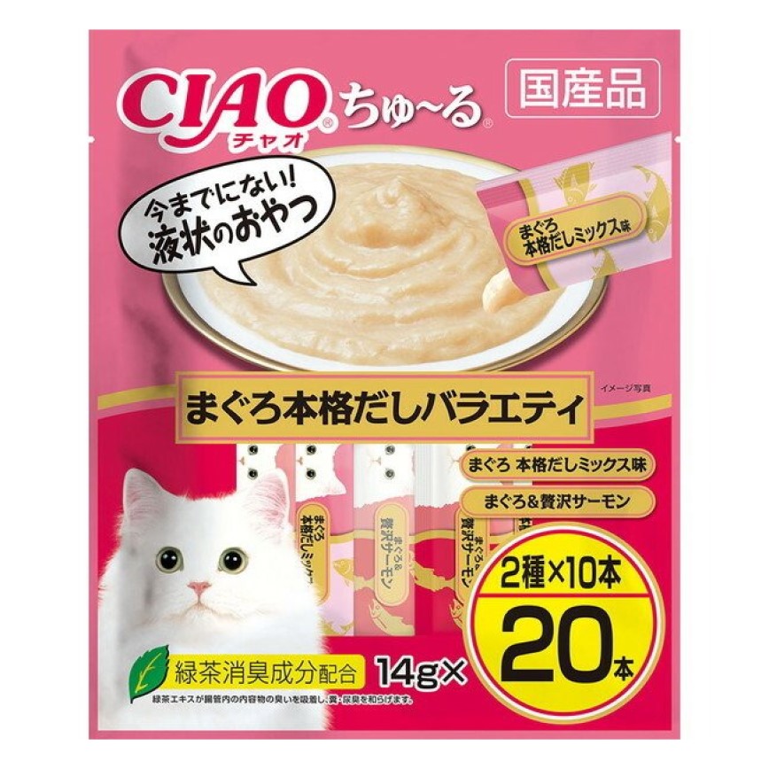 CIAO 肉泥 貓零食 本格金槍魚高湯組合裝 14g 20本入 (DSC-02) 圖 1